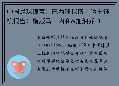 中国足球瑰宝！巴西球探博主晒王钰栋报告：模版马丁内利&加纳乔_1
